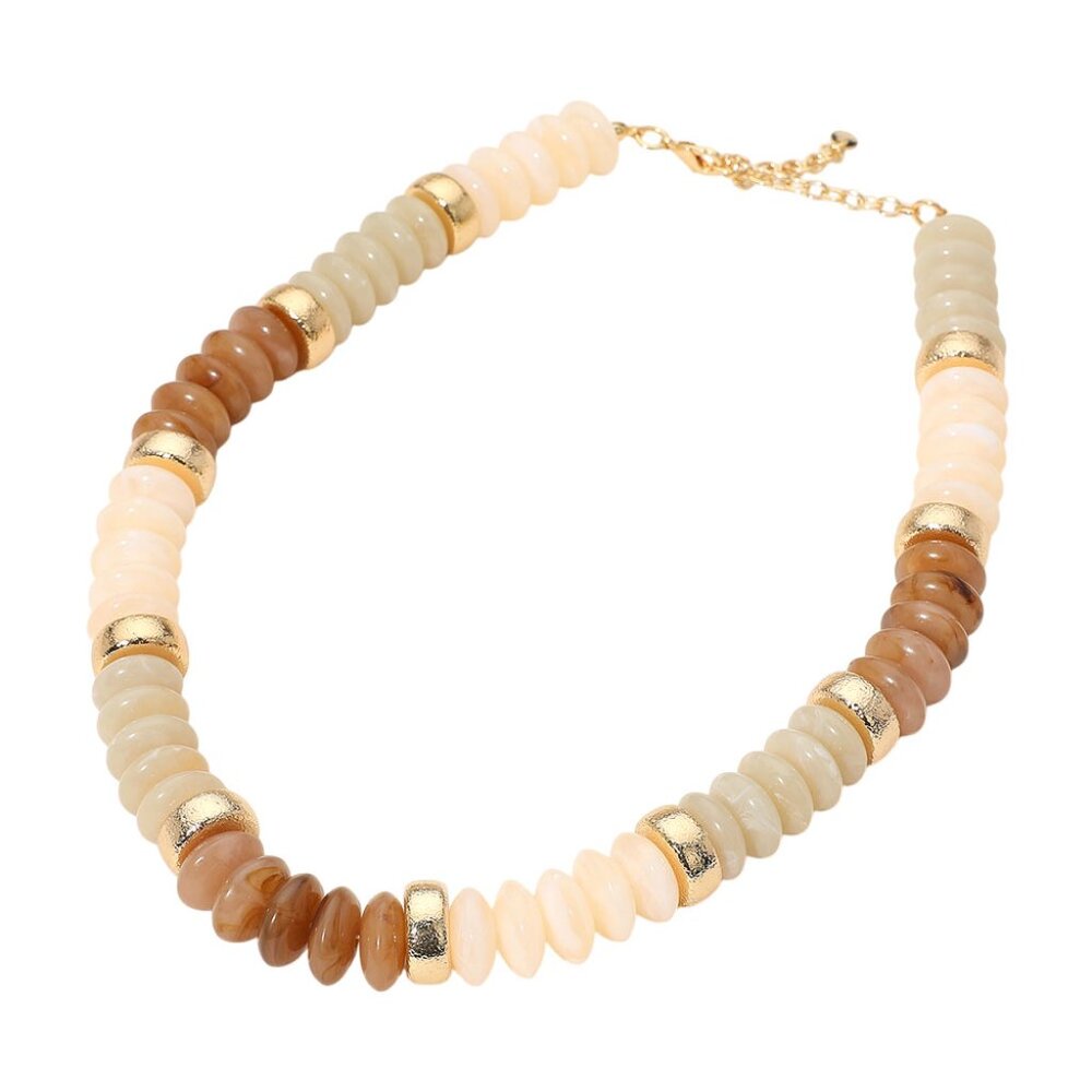 Rainbow Beaded Gold Multi-Color Neutral Boho Classic Statement Necklace NEW - Picture 7 of 10